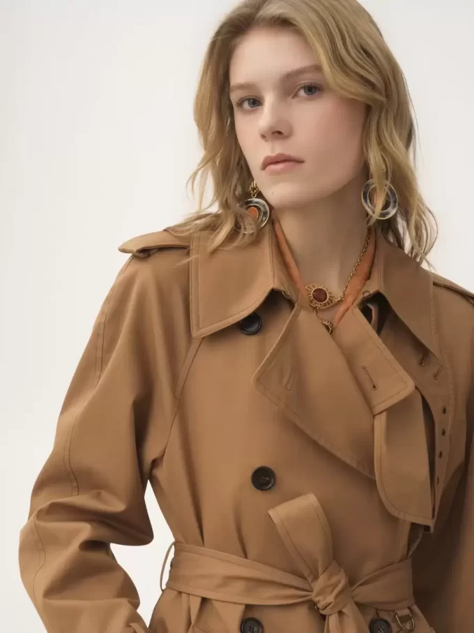 Trench lungo in gabardine di cotone Trench lungo in gabardine di cotone
