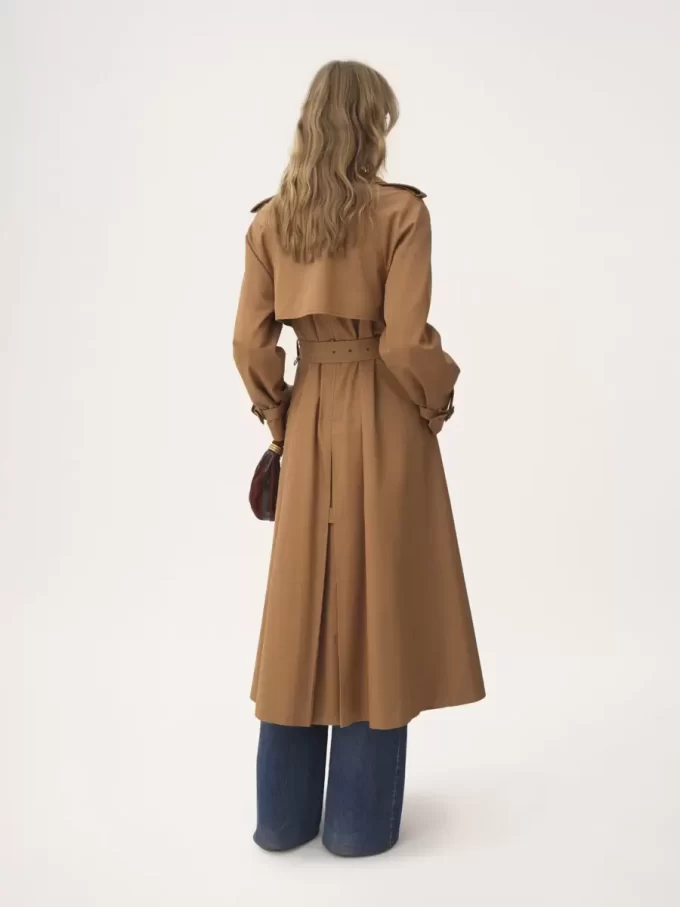 Trench lungo in gabardine di cotone Trench lungo in gabardine di cotone