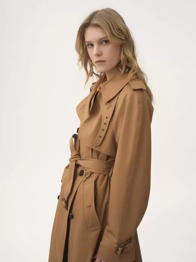 Trench lungo in gabardine di cotone Trench lungo in gabardine di cotone