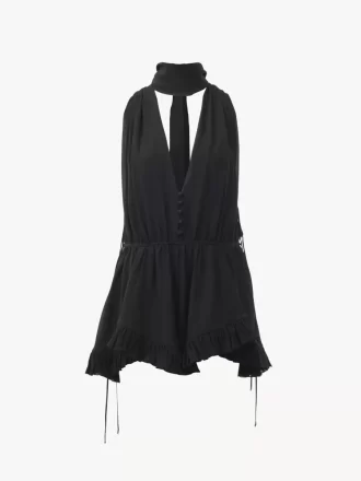 Tuta con scollo a V in georgette di seta